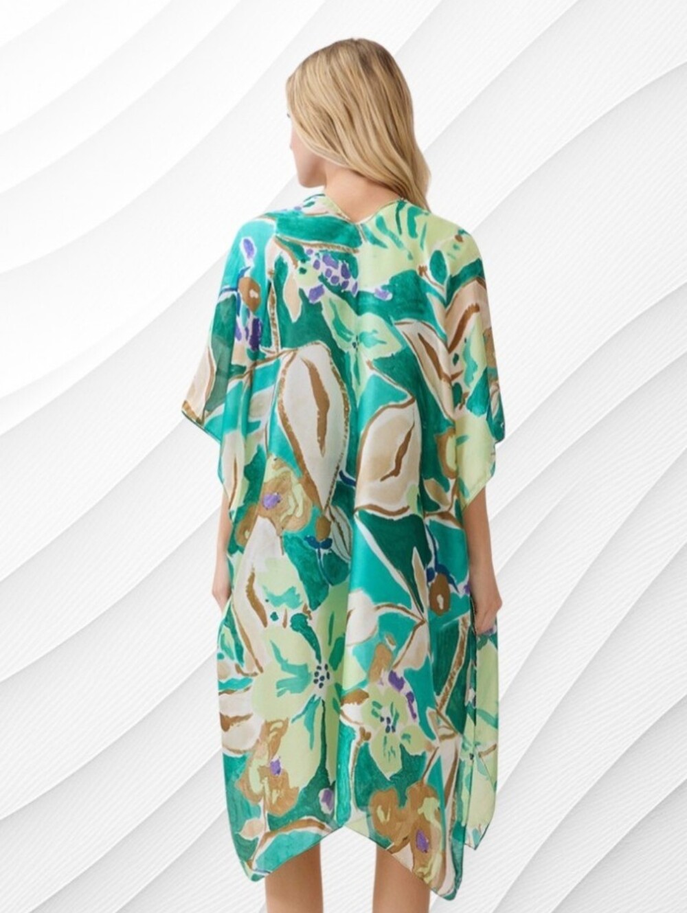 Hawaiian Holiday Green Kimono - Picture 3 of 13